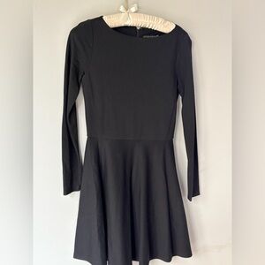 Alice + Olivia Black Long-Sleeve Fit & Flare Dress